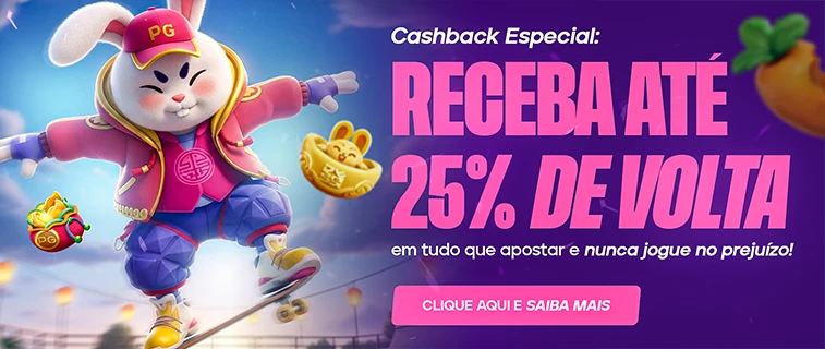 Cashback especial de até 25 por cento